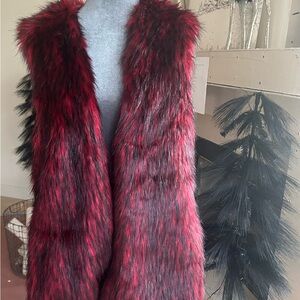 Wayf Burgundy Faux Fur Vest